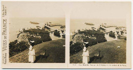Photo Stéréoscopique 7,3x7,4cm Carte 17x8,7 Cm S.55 - 3392 BIARRITZ, Vue Prise De L'Attalaye Vers Le Rocher De La Vierge - Stereoscopio