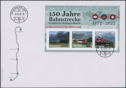 Suisse - 2022 - Bahnstrecke A•FL•CH - Block - Ersttagsbrief FDC ET - Storia Postale