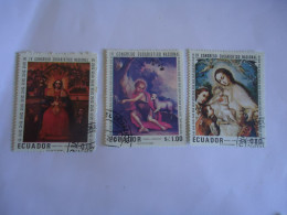 ECUADOR USED 3  STAMPS  PAINTING - Otros & Sin Clasificación