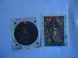 ECUADOR USED 2 STAMPS  PAINTING - Otros & Sin Clasificación