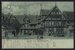 Mondschein-AK Wolfenbüttel, Rathaus Mit Fachwerk  - Wolfenbuettel