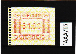14AA/117  ÖSTERREICH 1983 AUTOMATENMARKEN  A N K  1. AUSGABE  61,00 SCHILLING   ** Postfrisch - Timbres De Distributeurs [ATM]
