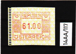 14AA/117  ÖSTERREICH 1983 AUTOMATENMARKEN  A N K  1. AUSGABE  61,00 SCHILLING   ** Postfrisch - Automatenmarken [ATM]