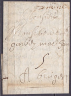 L. Datée 19 Août 1705 De MONS Pour BRUGES - Port "5" - 1621-1713 (Pays-Bas Espagnols)