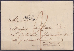 L. Datée 21 Juin 1816 De HOUTAIN Pour Comte De Liedekerke à LIEGE - Griffe "96/ HUY" - Port "2" - Concerne Fournitures M - 1815-1830 (Holländische Periode)