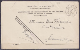 Imprimé "Ministère Des Finances" En Franchise Càd Fortune Octogon. "SOIGNIES /29 III 1919/ CAISSE" Pour ECAUSSINNES D'EN - Noodstempels (1919)