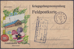 Carte De Prisonnier Feldpostkarte Kriegsgefangenensendung En Franchise Illustrée à La Main Datée 11 Novembre 1917 De FRI - Krijgsgevangenen