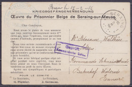 Carte De Prisonnier "Œuvre Du Prisonnier Belge De Seraing-sur-Meuse" Kriegsgefangenensendung En Franchise Càd SERAING /5 - Prisoners