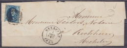 L. De Achel Affr. N°7 P69 Càd OVERPELT /4 AOUT 1959 Pour RECKHEIM - Boîte Rurale "E" (au Dos: Càd Arrivée MECHELEN) - 1851-1857 Medaglioni (6/8)