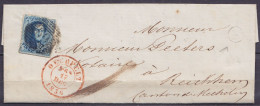 L. De Achel Affr. N°7 P69 Càd OVERPELT /17 DEC 1856 Pour RECKHEIM - Boîte Rurale "E" (au Dos: Càd Arrivée MECHELEN) - 1851-1857 Medallones (6/8)