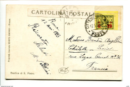 Cent. 25 Su 30 Isolato Su Cartolina Per La Francia - Unused Stamps