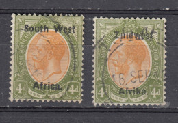 South West Africa 1923 - Overprinted 4d, , 2 Singles, Both Languages, Vf Used (e-736) - Afrique Du Sud-Ouest (1923-1990)