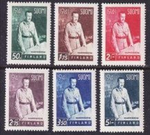 1941. Finland. Carl Gustav Emil Mannerheim, Field-Marschal. MNH. Mi. Nr. 248-53 - Unused Stamps