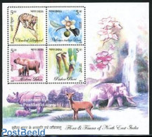 India 2005 Flora & Fauna S/s, Mint NH, Nature - Animals (others & Mixed) - Cat Family - Flowers & Plants - Unused Stamps