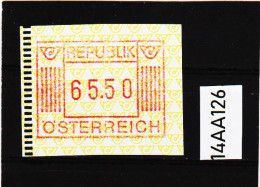 14AA/126  ÖSTERREICH 1983 AUTOMATENMARKEN  A N K  1. AUSGABE  65,50 SCHILLING   ** Postfrisch - Automatenmarken [ATM]