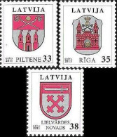 Latvia Lettland Lettonie 2012 Coats Of Arms Piltene Riga Lielvarde Definitives Set Of 3 Stamps MNH - Lettonia