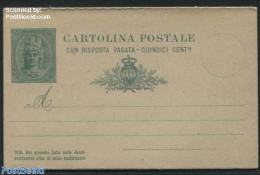 San Marino 1918 Reply Paid Postcard 15/0c, Thin Cardboard, Unused Postal Stationary - Cartas & Documentos
