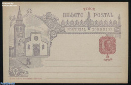 Timor 1898 Illustrated Postcard 2 Avos, Thomar, Unused Postal Stationary - Osttimor