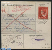 Netherlands Indies 1942 Money Order, Fieldpost, Postal History, History - World War II - WW2 (II Guerra Mundial)