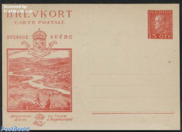 Sweden 1929 Illustrated Postcard 15o, Angerman Diven, Unused Postal Stationary - Brieven En Documenten