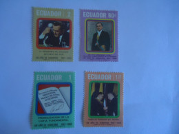 ECUADOR MLN  4 STAMPS   FAMOUS PEOPLES  1968  PREZIDENT - Equateur