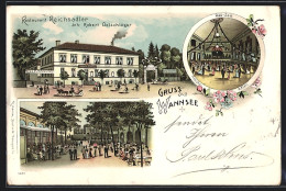 Lithographie Berlin-Wannsee, Restaurant Reichsadler R. Oelschläger Mit Garten Und Ballsaal  - Wannsee