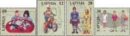 Latvia Lettland Lettonie 1997 Children's Hobbies And Games Philately Railway Sport Motorbike Set Of 4 Stamps MNH - Sonstige & Ohne Zuordnung