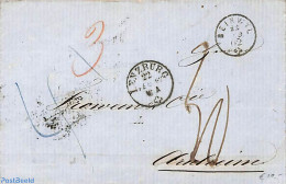 Switzerland 1862 Folding Cover From Lenzburg To Anrhem, Postal History - Storia Postale