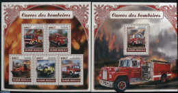 Guinea Bissau 2017 Fire Engines 2 S/s, Mint NH, Transport - Fire Fighters & Prevention - Sapeurs-Pompiers