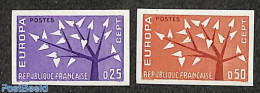 France 1962 Europa 2v, Imperforated, Mint NH, History - Nature - Europa (cept) - Trees & Forests - Neufs