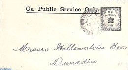 New Zealand 1897 Envelope NZ Treasury Free, From Wellington To Dunedin, Used Postal Stationary - Brieven En Documenten