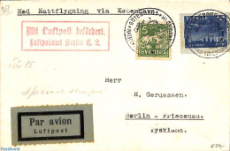 Sweden 1930 Airmail To Berlin (with Hydroplane From Göteborg To Amsterdam), Postal History, Transport - Aircraft & Av.. - Cartas & Documentos