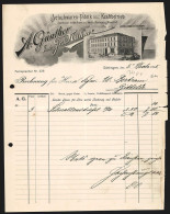 Rechnung Göttingen 1905, A. Günther, Schuhwaren-Fabrik, Ansicht Von Fabrik Und Lager In Der Paulinerstrasse 13  - Autres & Non Classés