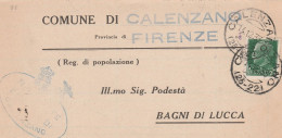 E 46 Calenzano Frazionario 25-22 Del 1933 - Marcophilia