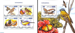 Maldives 2014 Songbirds 2 S/s, Mint NH, Nature - Birds - Maldives (1965-...)