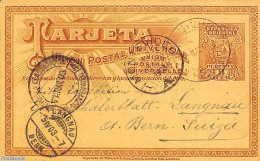 Uruguay 1903 Postcard To Switzerland, Used Postal Stationary - Uruguay