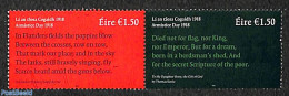 Ireland 2018 Armistice Day 1918 2v, Mint NH, History - World War I - Unused Stamps