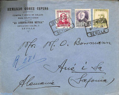 Spain 1933 Registered Letter From Sevilla To Germany, Postal History - Cartas & Documentos