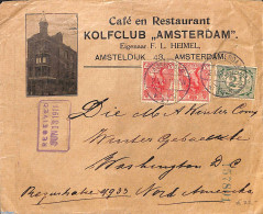 Netherlands 1911 Illustrated Cover Kolfclub Amsterdam Sent To Washington DC, Postal History - Covers & Documents