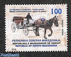 North Macedonia 2019 Old Carriage 1v, Mint NH, Nature - Transport - Horses - Coaches - Kutschen