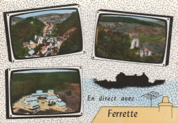 EN DIRECT DE FERRETTE 1964 VUE GENERALE RUINES DU CHATEAU LA COLONIE DE VACANCES DON-BOSCO CPSM 10X15 TBE - Ferrette