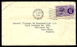 EN PROVENANCE DE LONDRE - 1949 - POUR MULHOUSE - Storia Postale