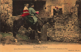COUPLES - Le Couple à Cheval - Jeunes Montagnards Cévenols Se Rendant à Califourchon - Carte Postale Ancienne - Paare