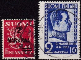 FI053 – FINLANDE – FINLAND – 1937 – MANNERHEIM & CURRENT TYPE – Y&T 194/5 USED - Usados