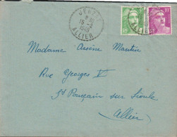 GANDON SUR LETTRE DE JENZAT 1949 - Postal Rates