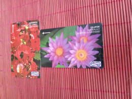 2 Phonecards Flowers Malaysia 46MSAA+48MSAB  Used Rare - Malaysia