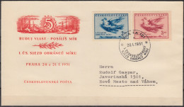 CZECHOSLOVAKIA 1951, TRAVELED ENVELOPE With PIGEONS And SPECIAL PRINT In GOOD QUALITY - Covers & Documents