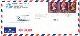 Hong Kong Registered Air Mail Cover Sent To Sweden 1980 - Lettres & Documents