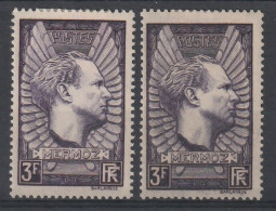 YT N° 338 + 338b Violet Gris - Neufs * - MH - Cote 231,00 € - Unused Stamps