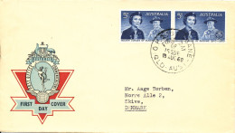 Australia FDC 18-8-1960 Sutherland Girl Guides Baden Powell In Pair With Cachet And Sent To Denmark - Premiers Jours (FDC)